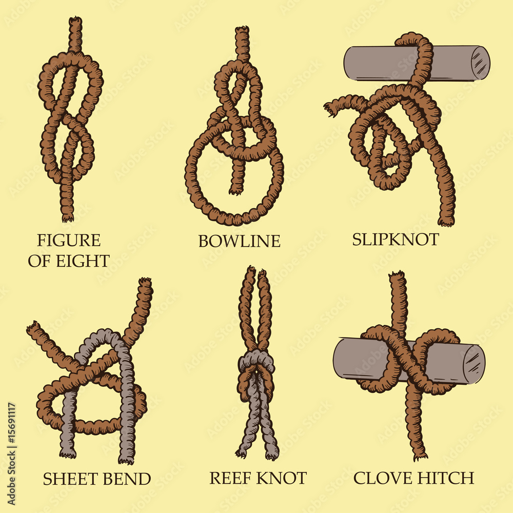A collection of knots and hitches illustrations