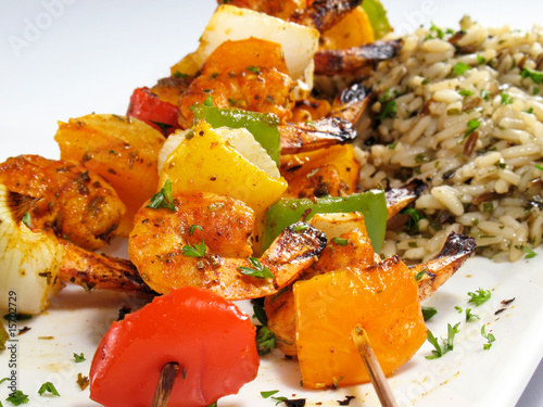 Shrimp Kebabs & Rice