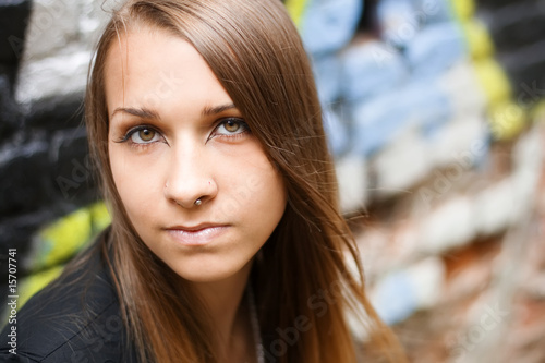 Bild auf Leinwand portrait of a young  brownhaired  girl