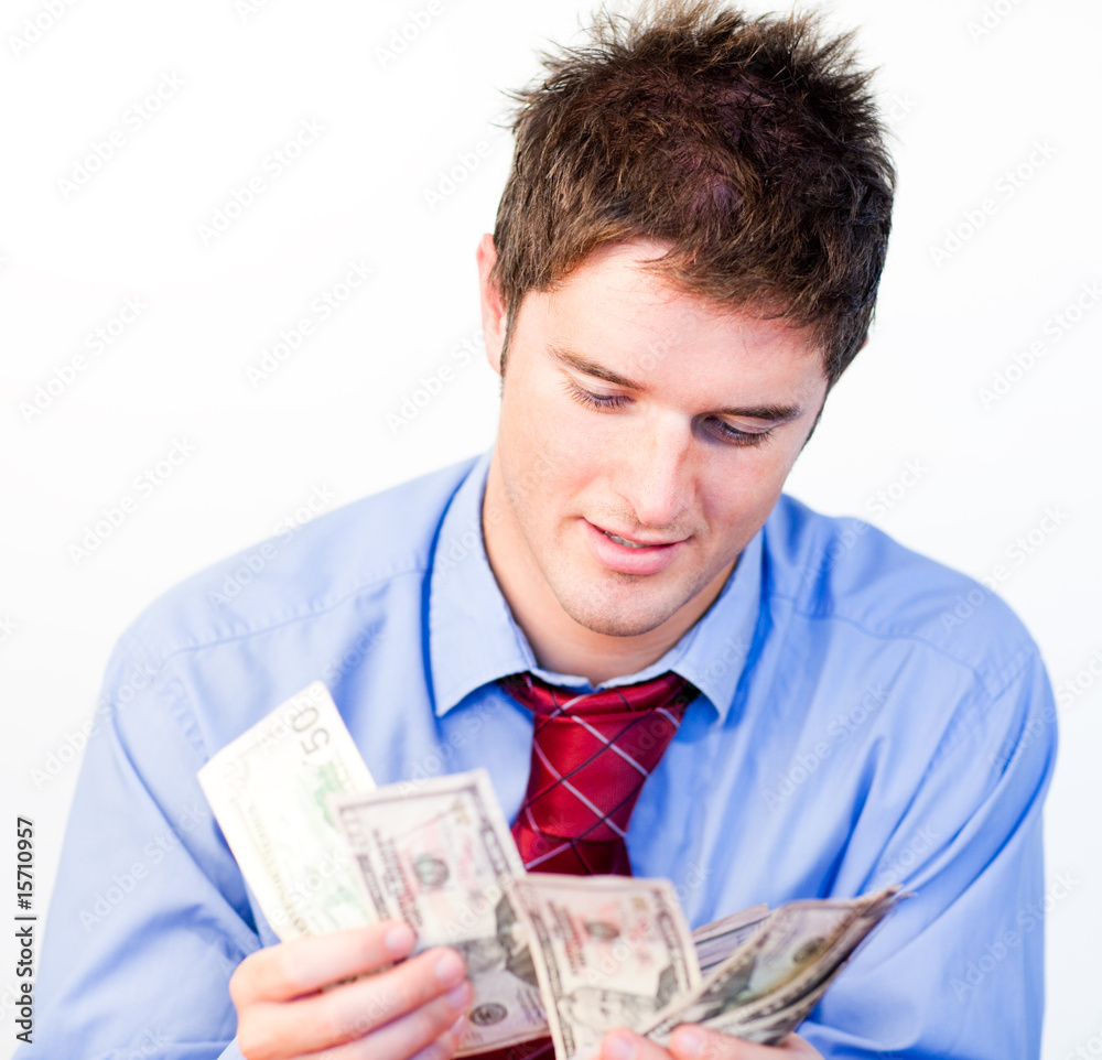 Businessman counting dollars Businessman counting dollars
