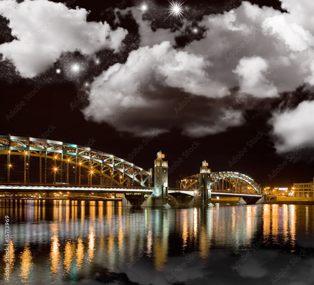 Fototapeta premium bridge under star sky