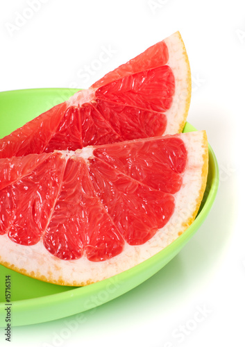Slices of grapefruit on a plate