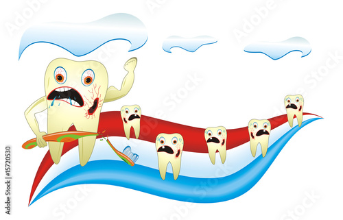 Angry Unhealthy Teeth With Toothbrush