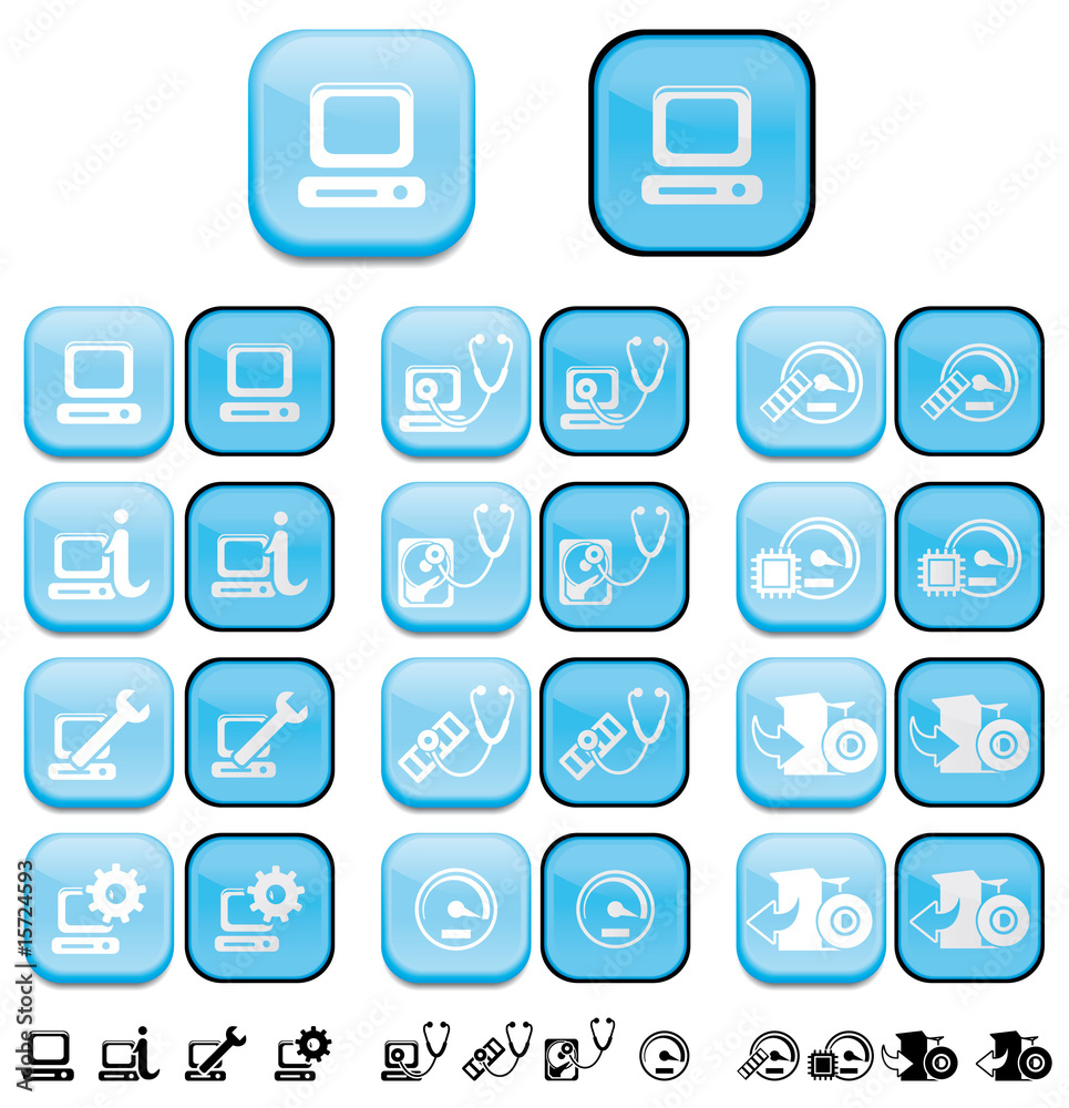 Maintenance  computer  buttons with pushed effect