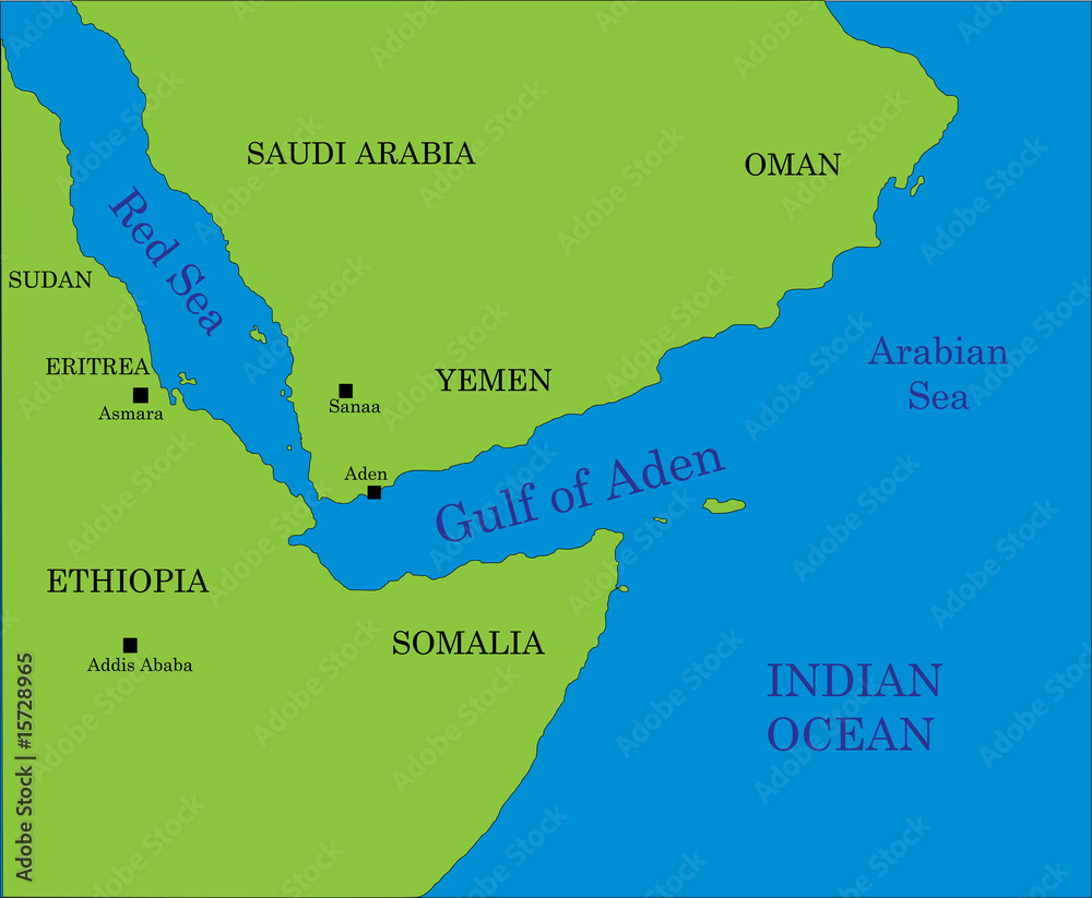 Mappa del golfo di Aden Stock Illustration Adobe Stock
