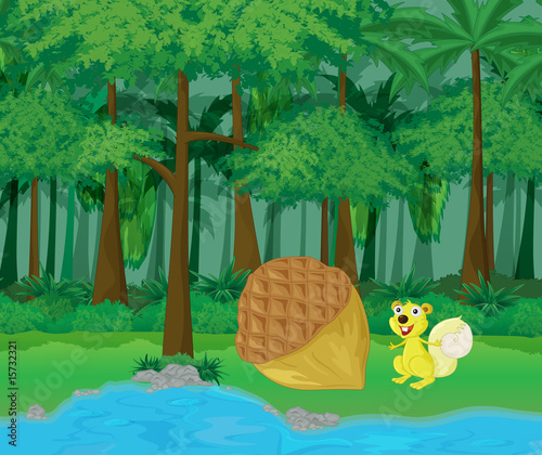rainforest and water cartoon scene