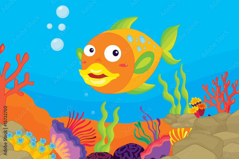 Naklejka premium underwater coral reef scene with sea life