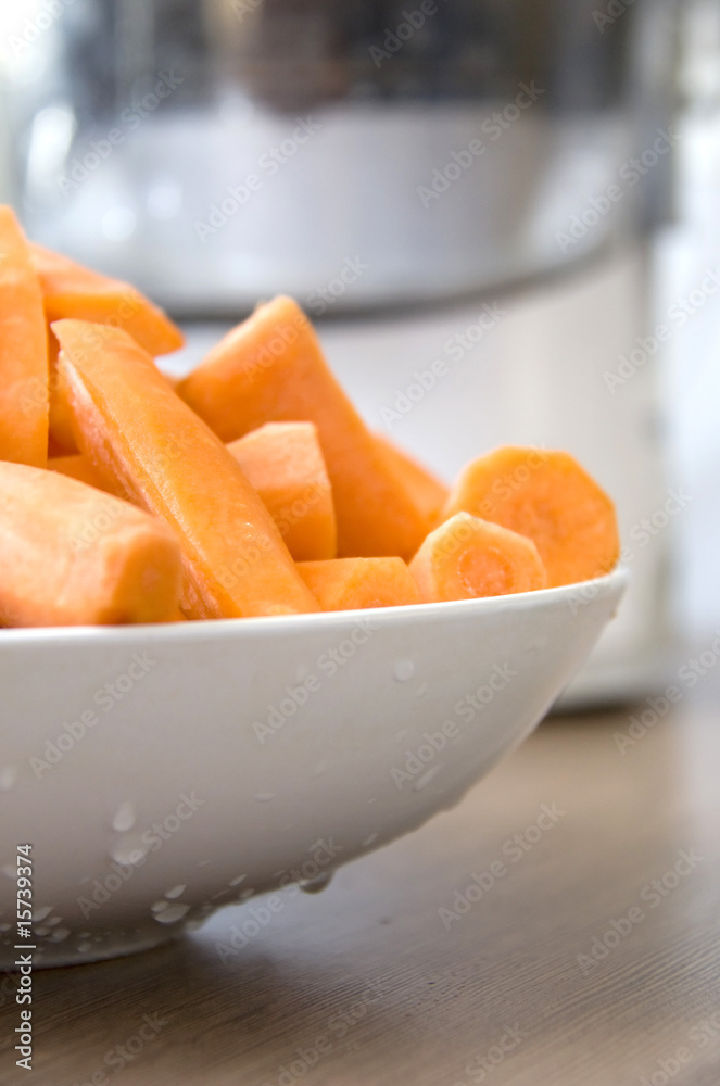 Orange Carrots Preparing for Juicer Orange Carrots Preparing for Juicer