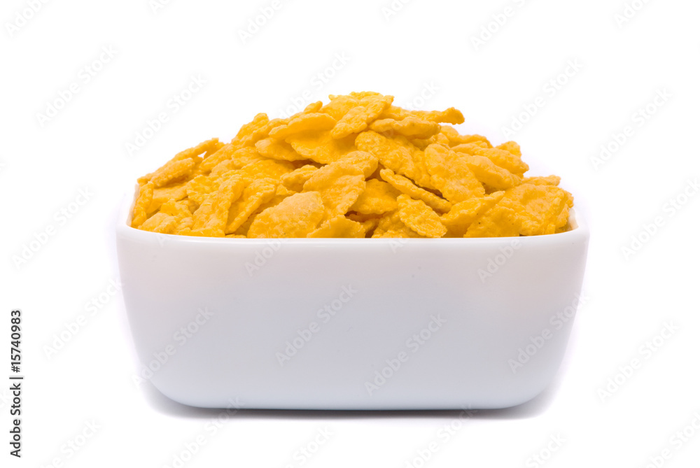 Corn flakes. Macro studio white background Corn flakes. Macro studio white background