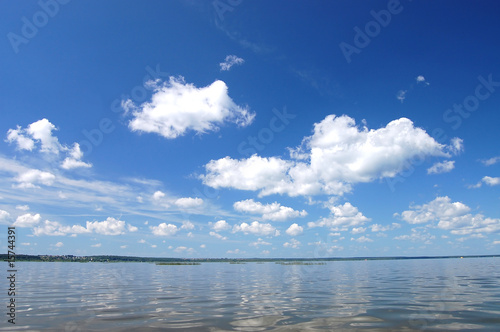 Cloud over water, lake Plesheevo, Russia photo