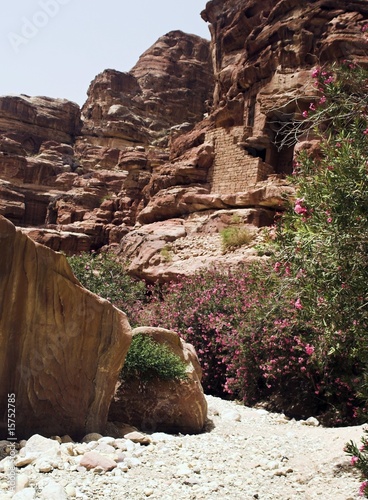 Fotografie Petra ruins and mountains in Jordan