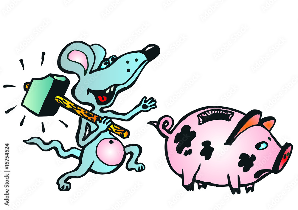 piggy bank and mouse piggy bank and mouse
