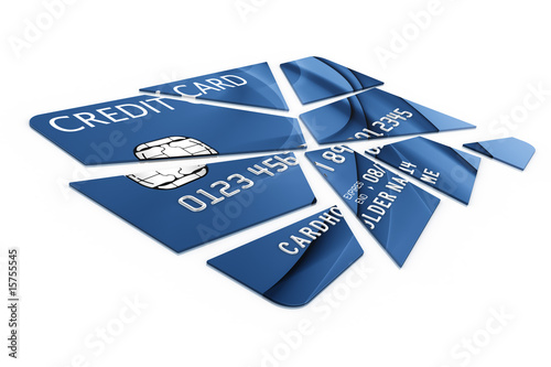 Credit card cut into pieces