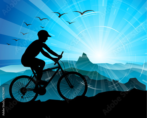 Wallpaper Mural Biker Silhouette  with mountains Torontodigital.ca