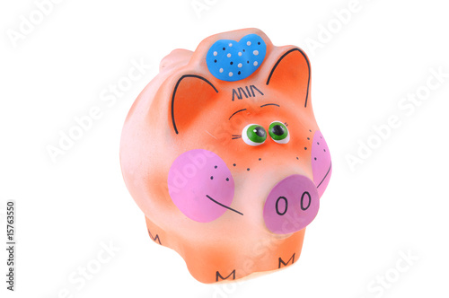 Piggy bank style money box isolated on white background