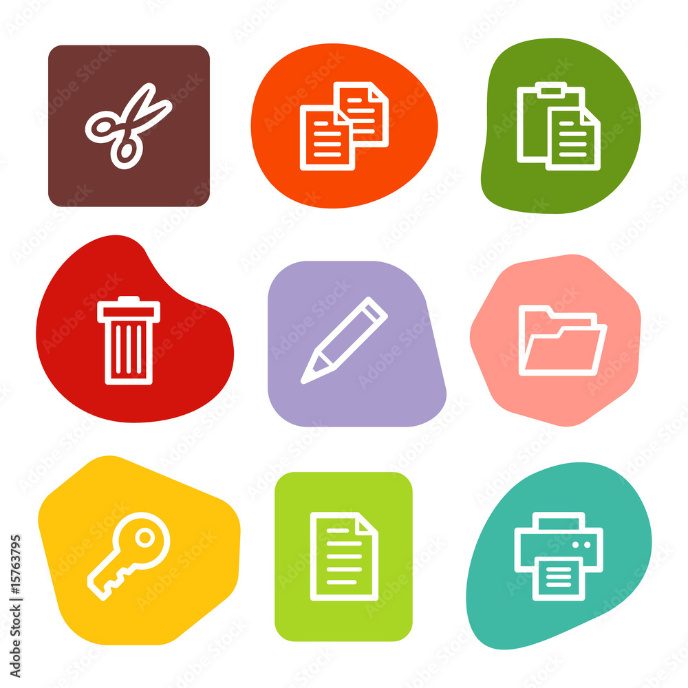 Document web icons, colour spots series Document web icons, colour spots series