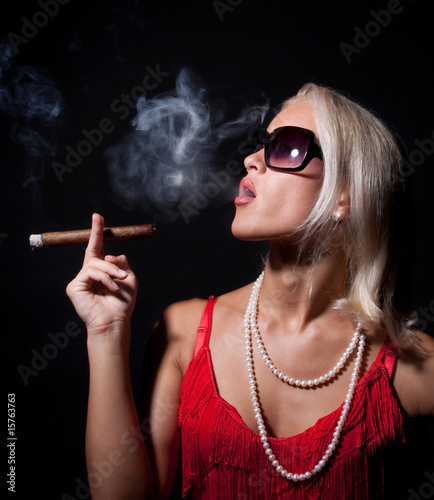 Portrait of elegant smoking...