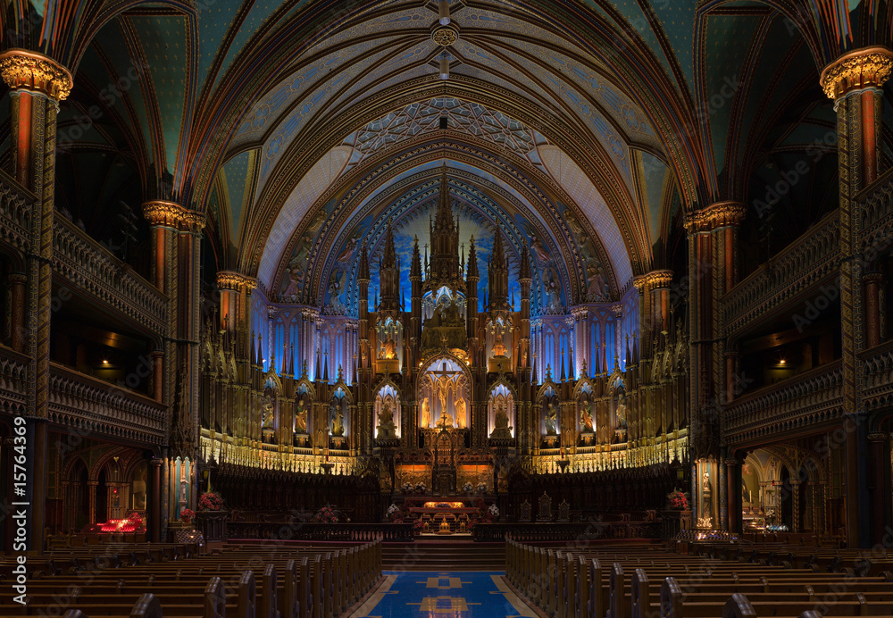Notre Dame Basilica interior in Montreal, Canada