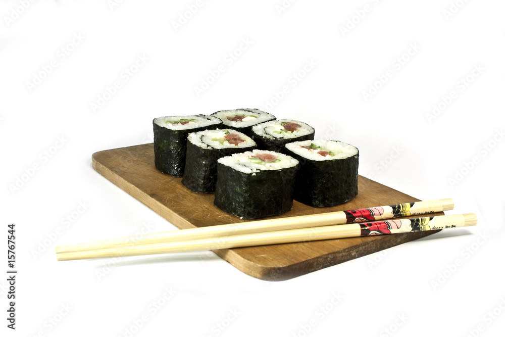 Set of Japan food, sushi on white background Set of Japan food, sushi on white background