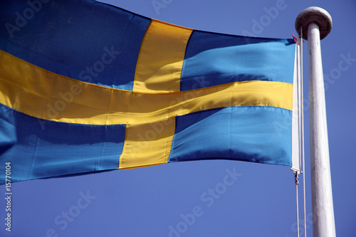 Schwedische Flagge wehend am mast