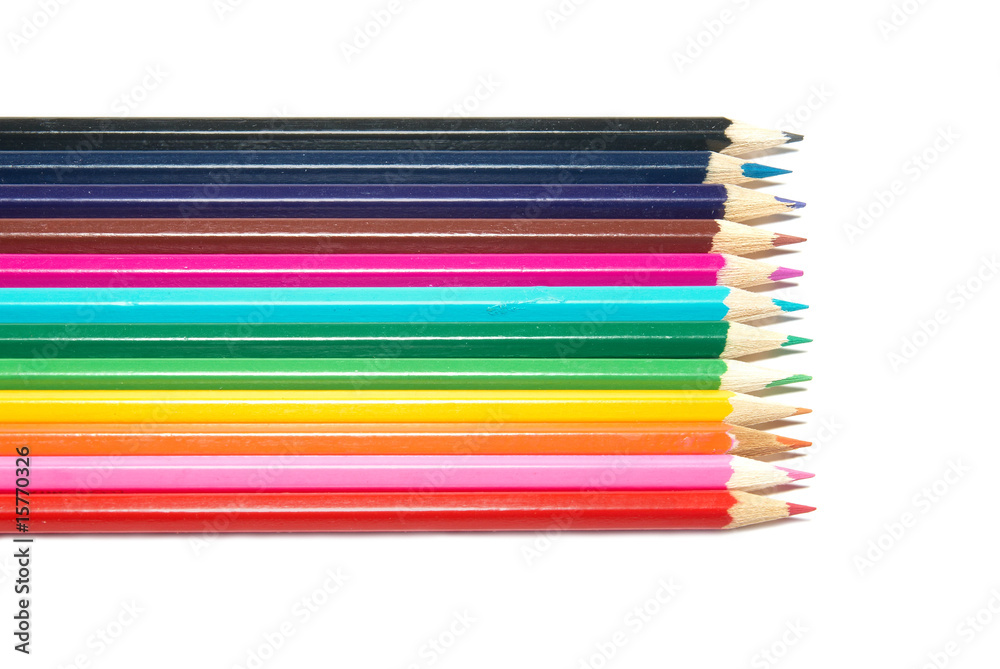 Raw of colored pencils Raw of colored pencils