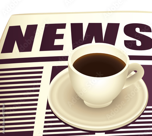 Coffee on newspaper