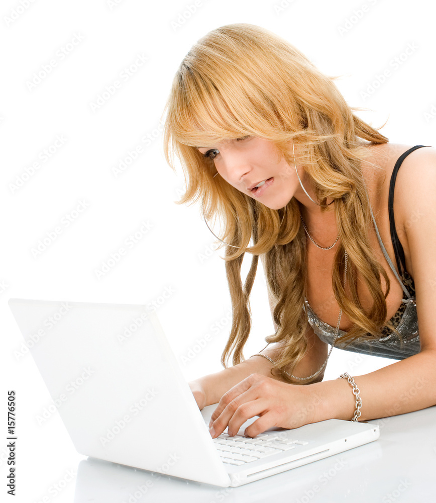 Successful young businesswoman with laptop computer Successful young businesswoman with laptop computer