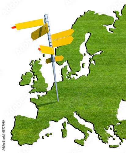 Europa mit Wegweiser
