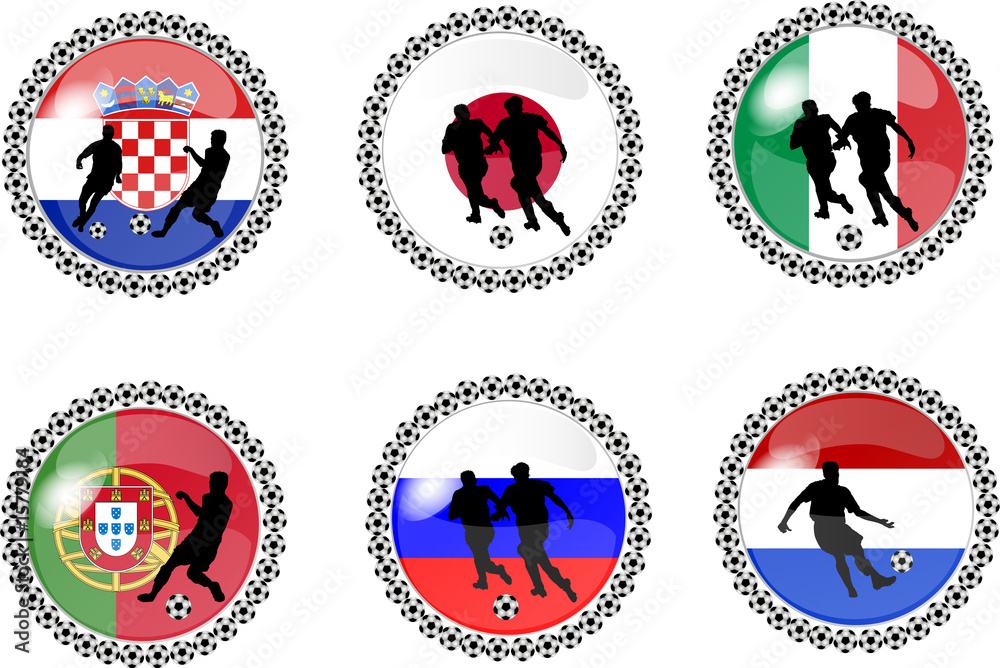 illustration eines sets soccer buttons illustration eines sets soccer buttons