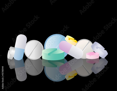 illustration von arznei - tabletten und pillen