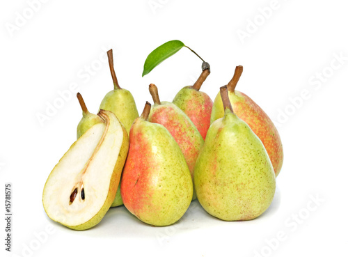 Pears and half isolated on white background