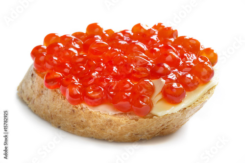 Red caviar open sandwich