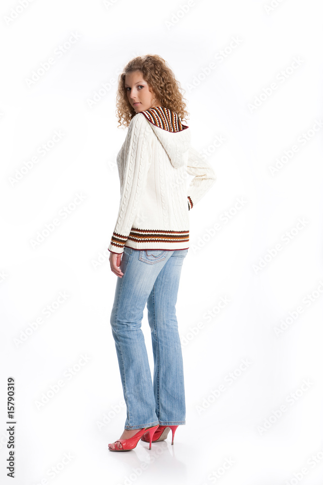Young Woman In Fashionable Clothing Young Woman In Fashionable Clothing