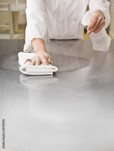Chef Cleaning Counter