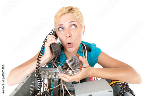 Tablou pe pânză woman computer problems