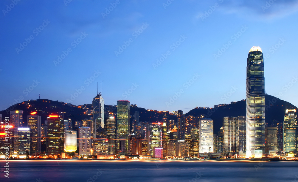 Naklejka premium Hong Kong cityscape at night.