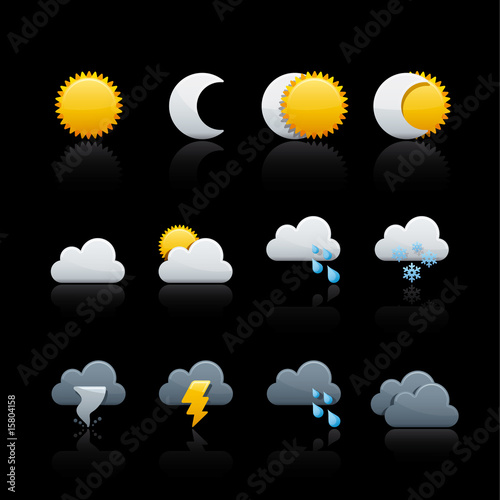 Icon Set in Black - Weather and Climate