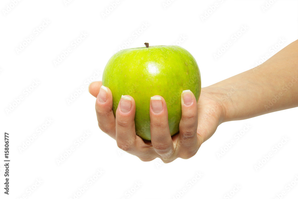 hand with apple hand with apple