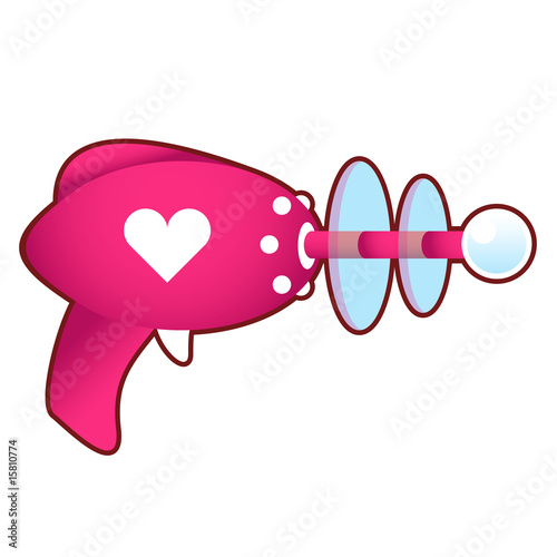 Love blaster - pink raygun with heart or love icon
