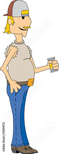 Trucker Hillbilly man in drinking wearing hat backwards