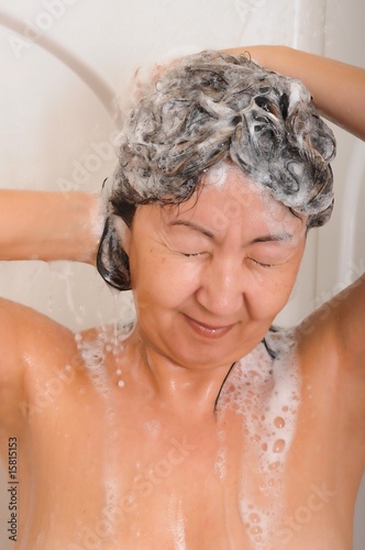 Woman Shampoo Shower