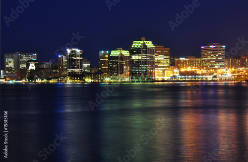 Halifax, Nova Scotia at Night With Reflection in Harbour