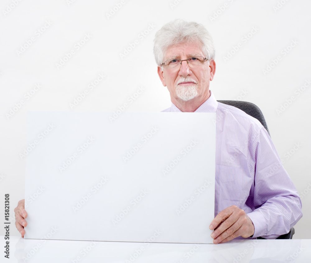 senior businessman and sign senior businessman and sign