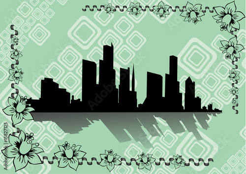 city on green background