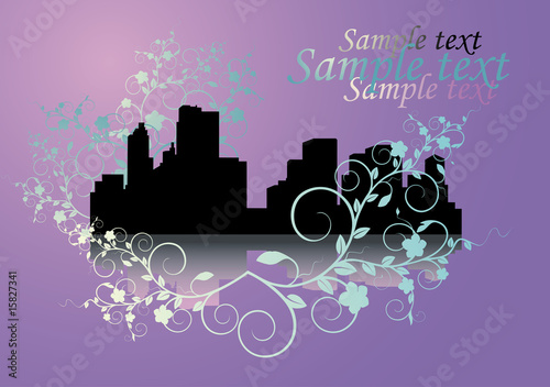 city on lilac background