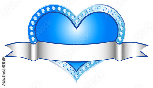 Heart Blue with white line (vector)