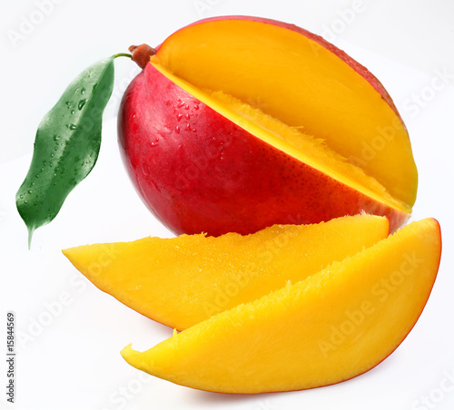 Mango with lobules on a white background photo