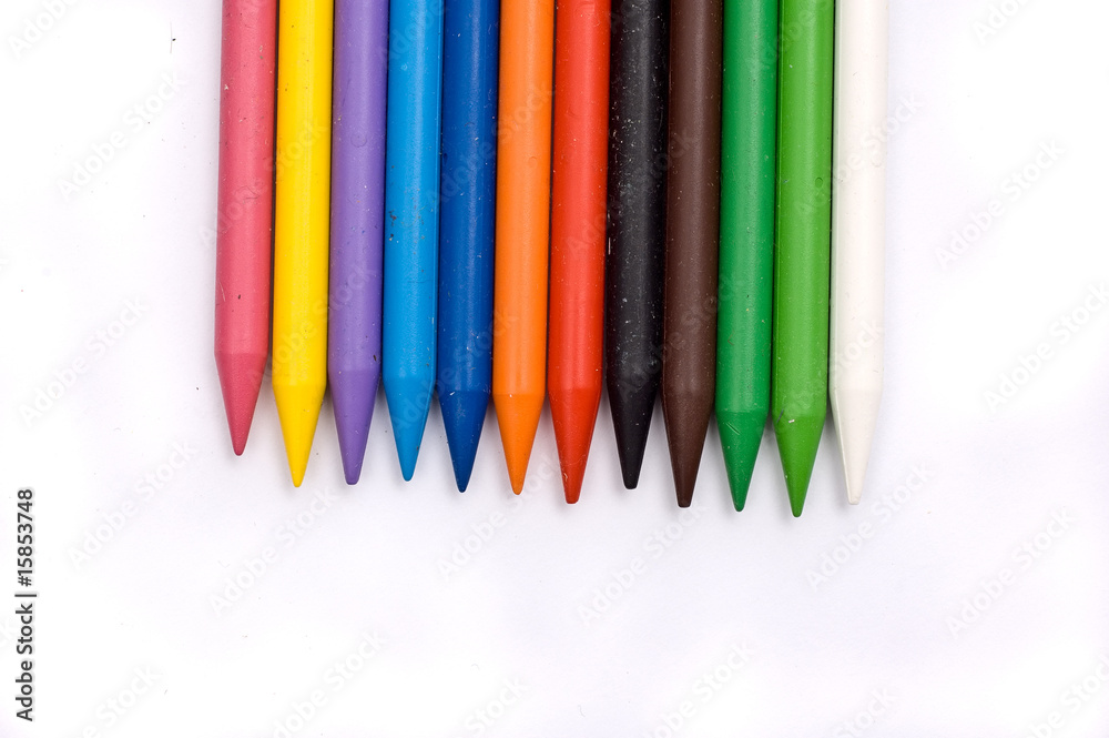 Arrangement of many colorful wax crayons Arrangement of many colorful wax crayons