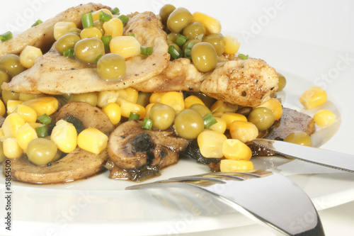 chicken fillet with mushroom and sweet corn