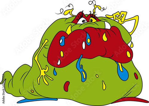 Vector illustration of ugly fat bacteria